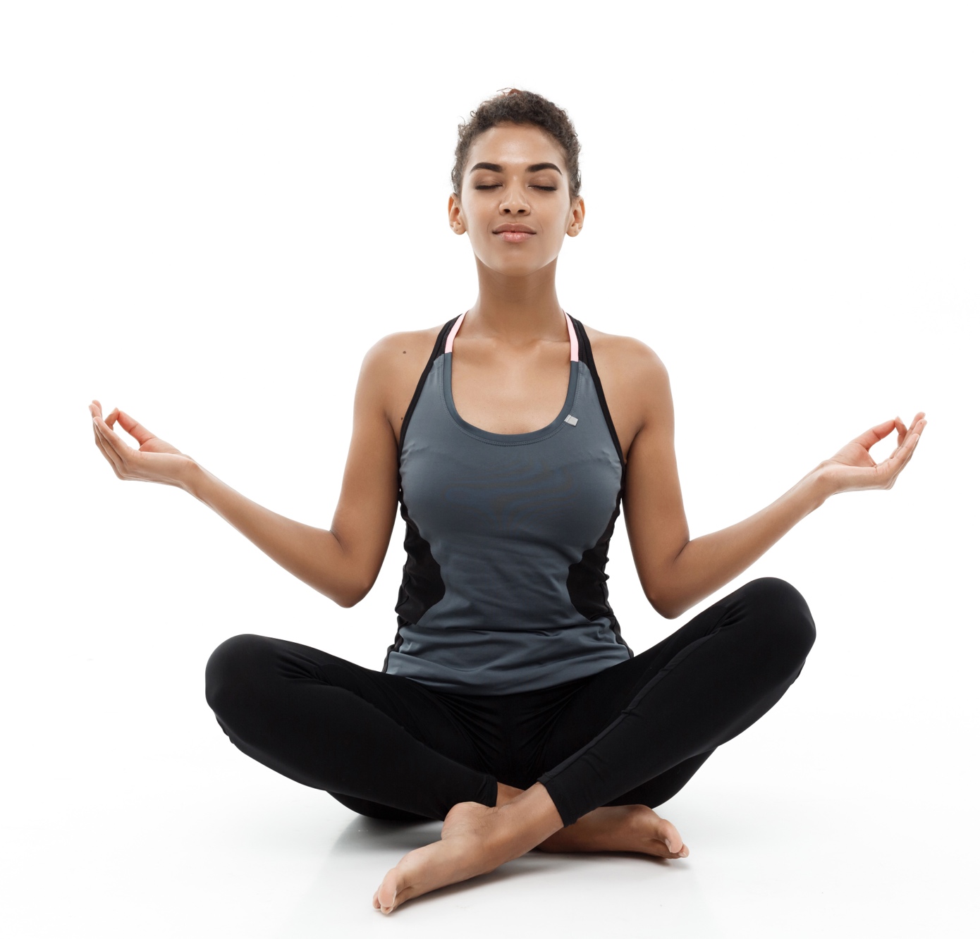 Woman sitting in a yoga pose